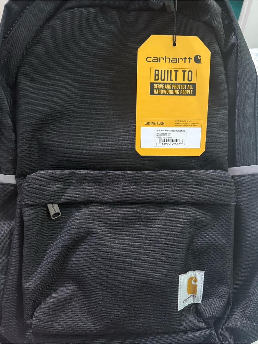 Carhartt Black Backpack with Yellow Tag